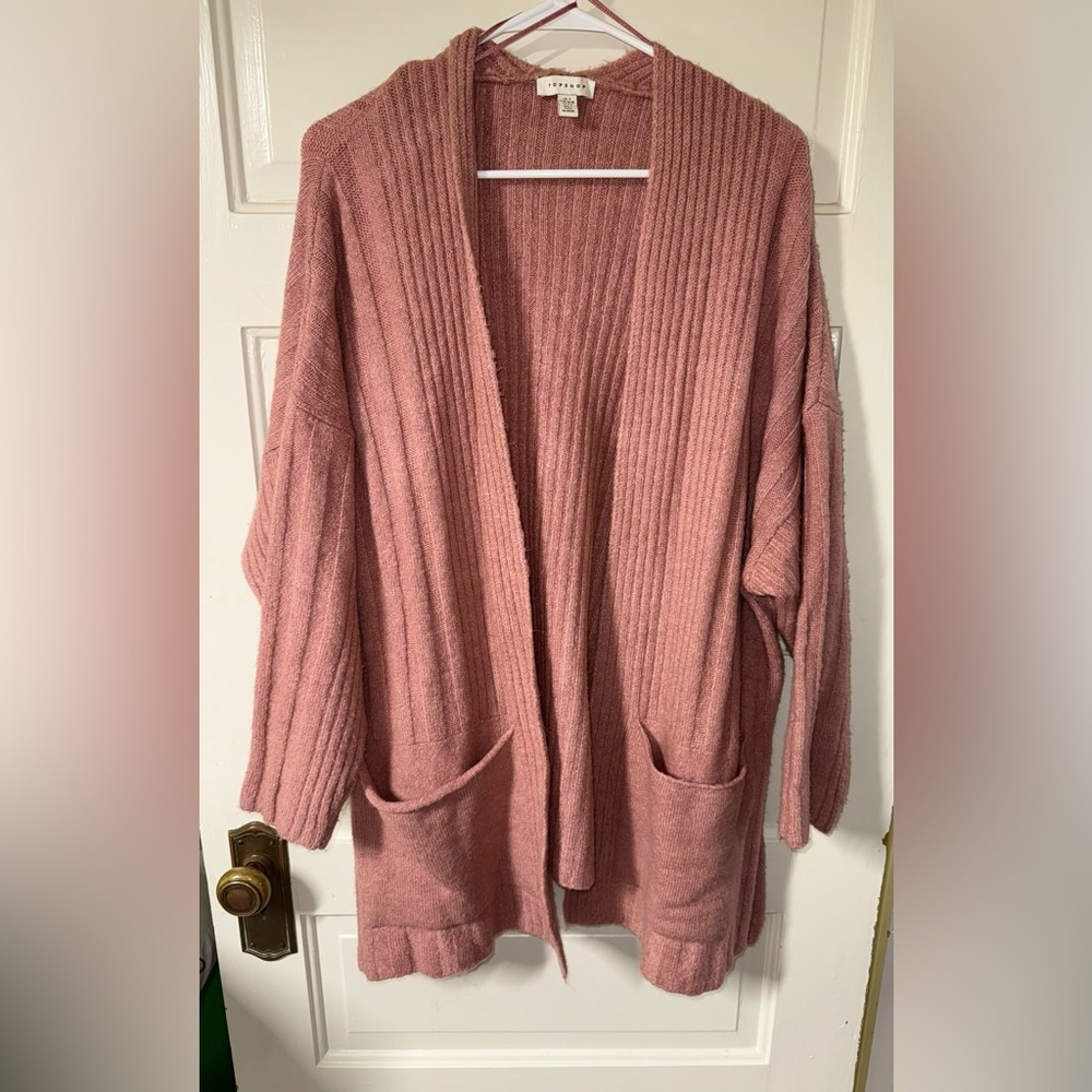Topshop Pink Ribbed Cardigan